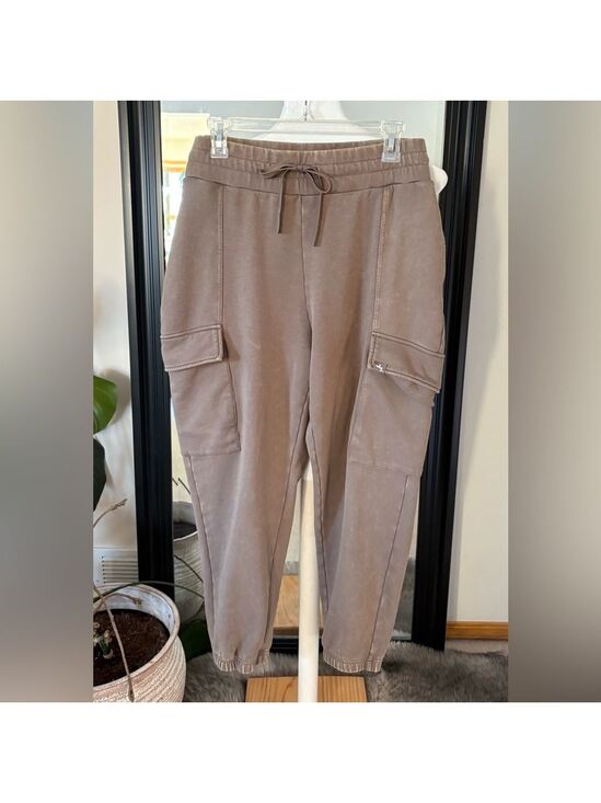 JoyLab Pants - JOYLAB Brown Acid Wash Cargo Joggers